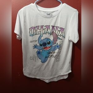 Disney White and Blue Stitch Ohana Tee